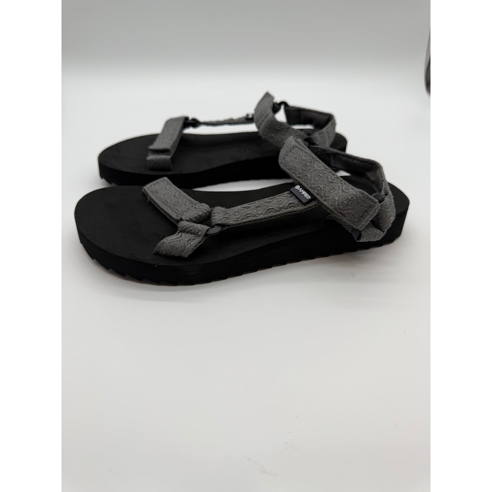 Bamboo Womens Grey Strappy Platform Sport Sandals Size 6 Hook Loop Comfort